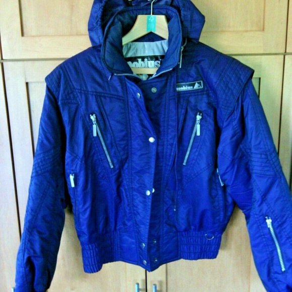 Winter Snowboarding Ski Jacket Size 8 Medium Mobius Bomber Hood Lined Zip Up Top - Picture 5 of 16